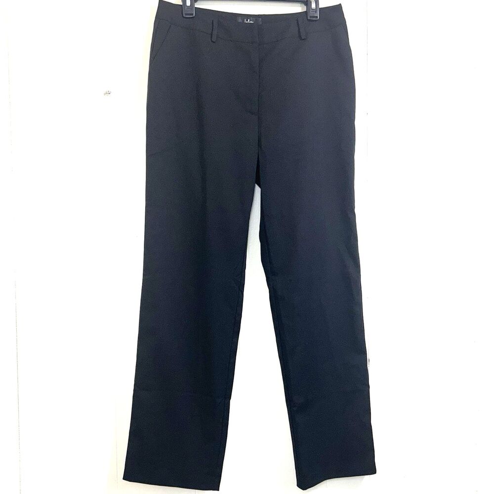 Lulus Women’s Black Straight Leg Dress Pants Size L High Waist with Pockets